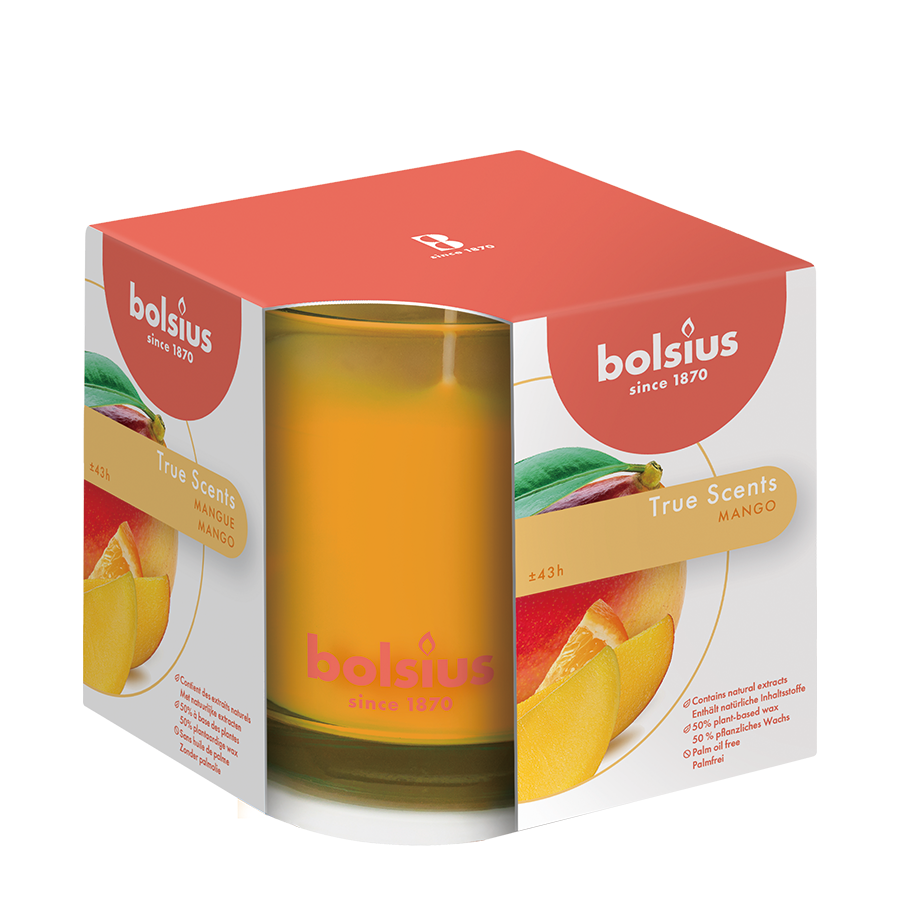 Bolsius geurglas true scents mango 95 95mm