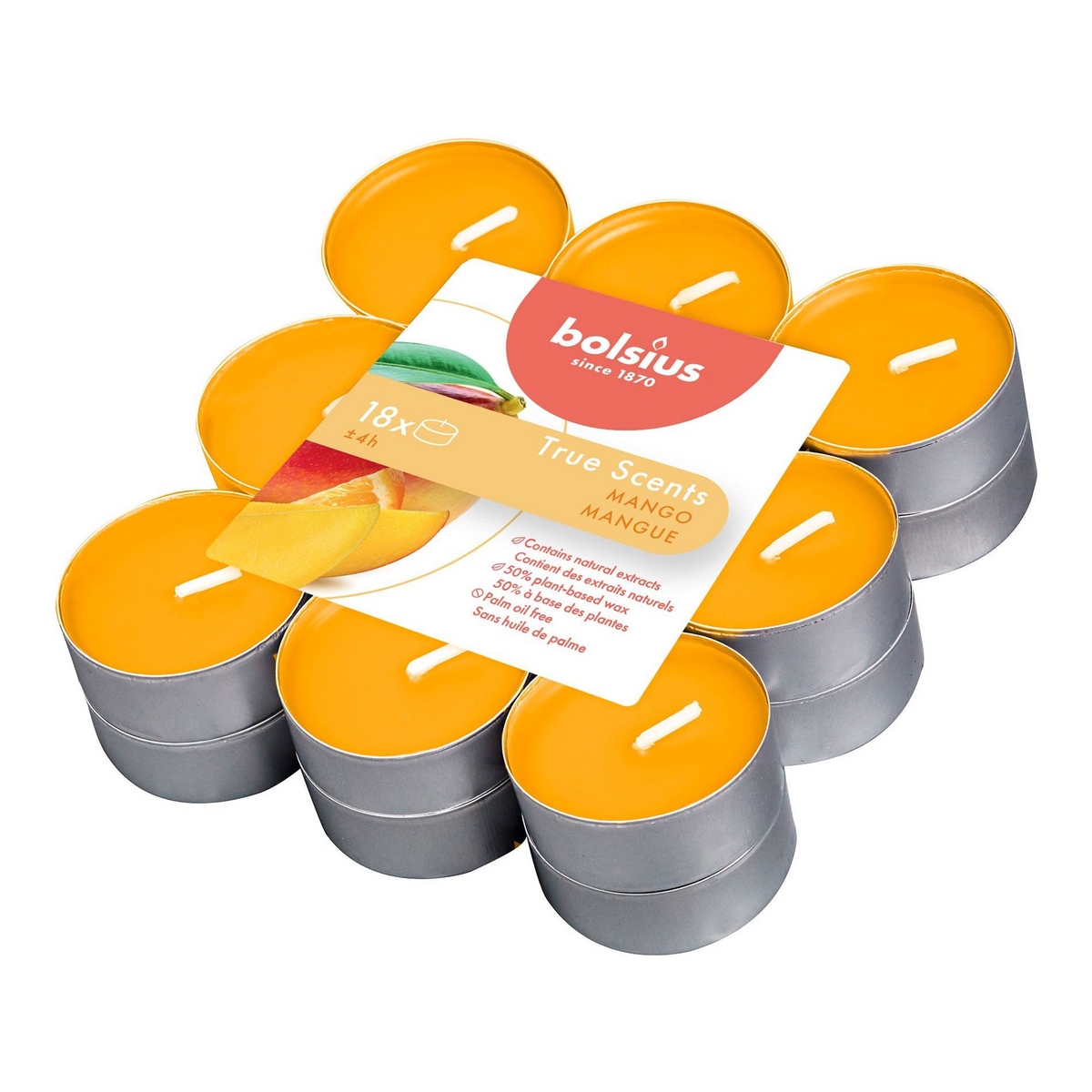 Bolsius geurtheelichten true scents mango ø38x18 mm 4 uur (8x 18 stuks)