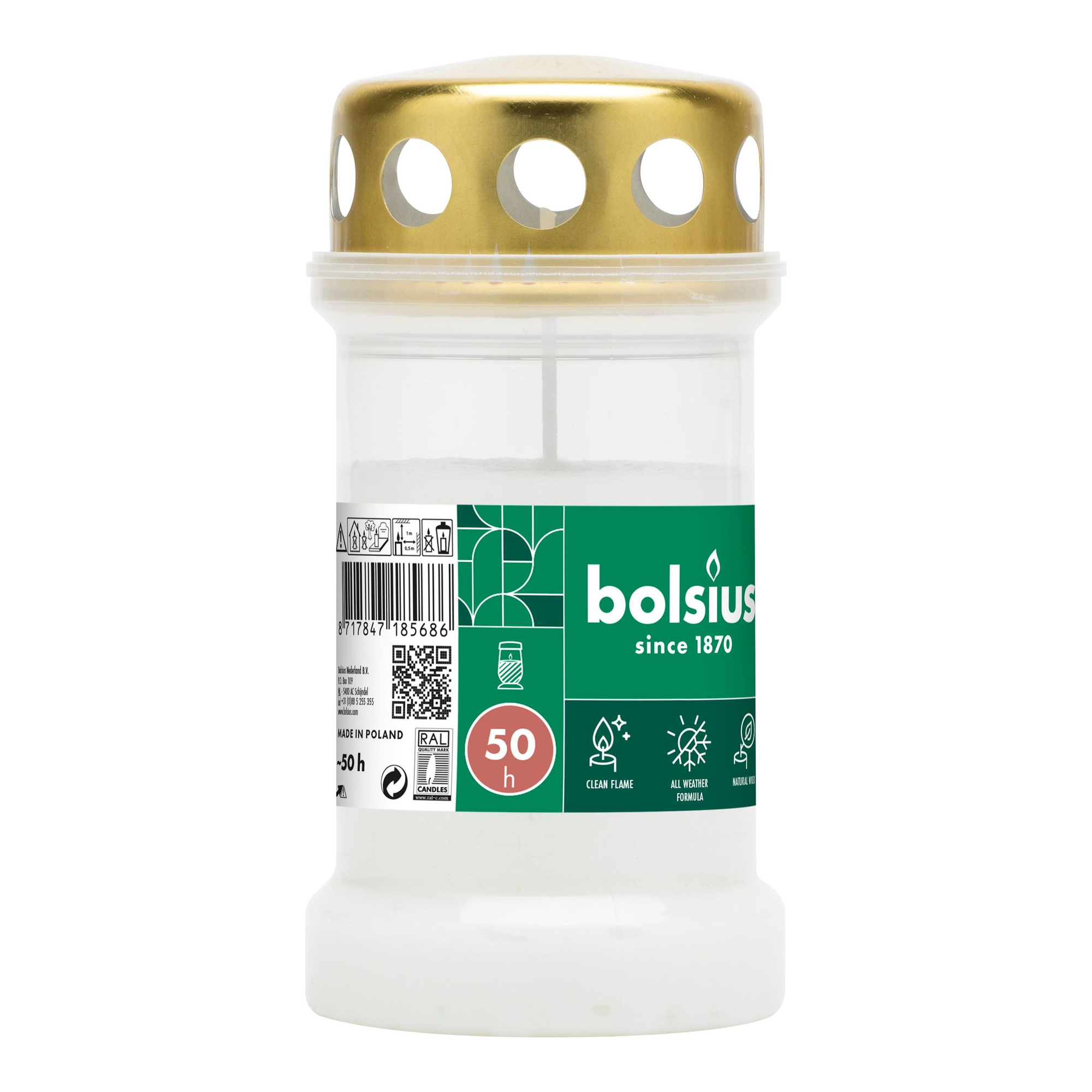 Bolsius graflicht nr 3 met deksel wit ø67x133 mm 50 uur (24 stuks)