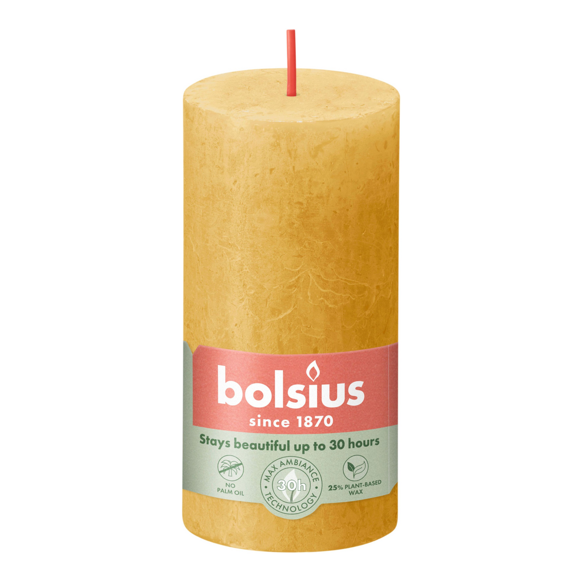 Bolsius rustiek stompkaars honey yellow ø50x100 mm 30 uur (8 stuks)