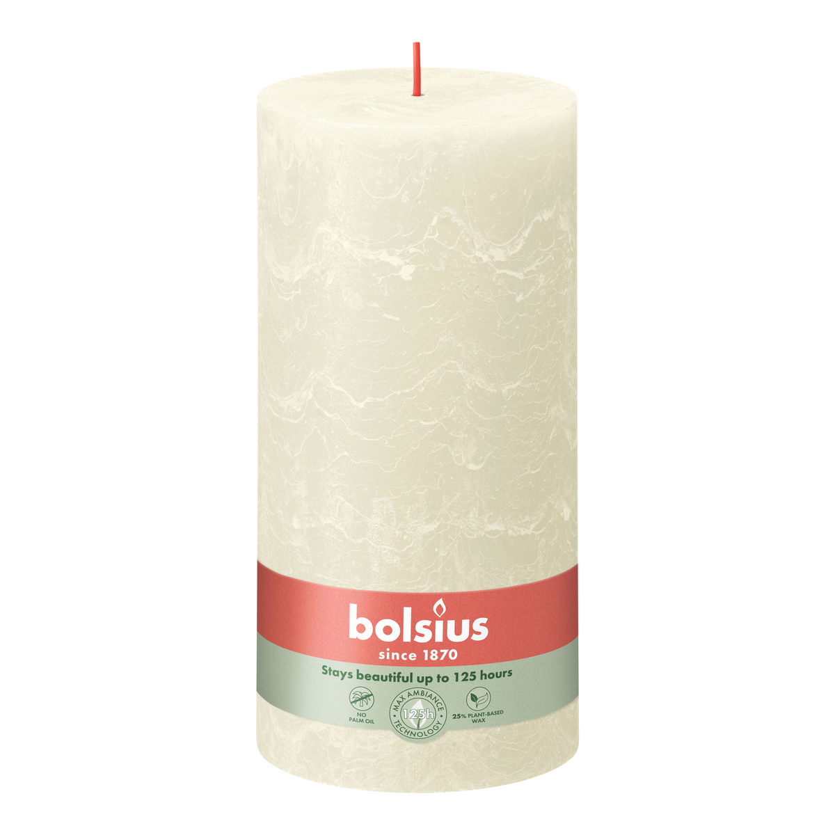 Bolsius rustiek stompkaars soft pearl ø100x200 mm 125 uur (4 stuks)