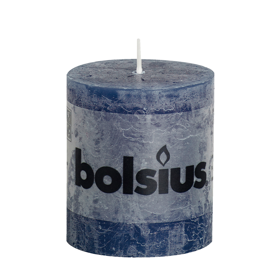 Bolsius rustieke stompkaars donkerblauw 80 68mm