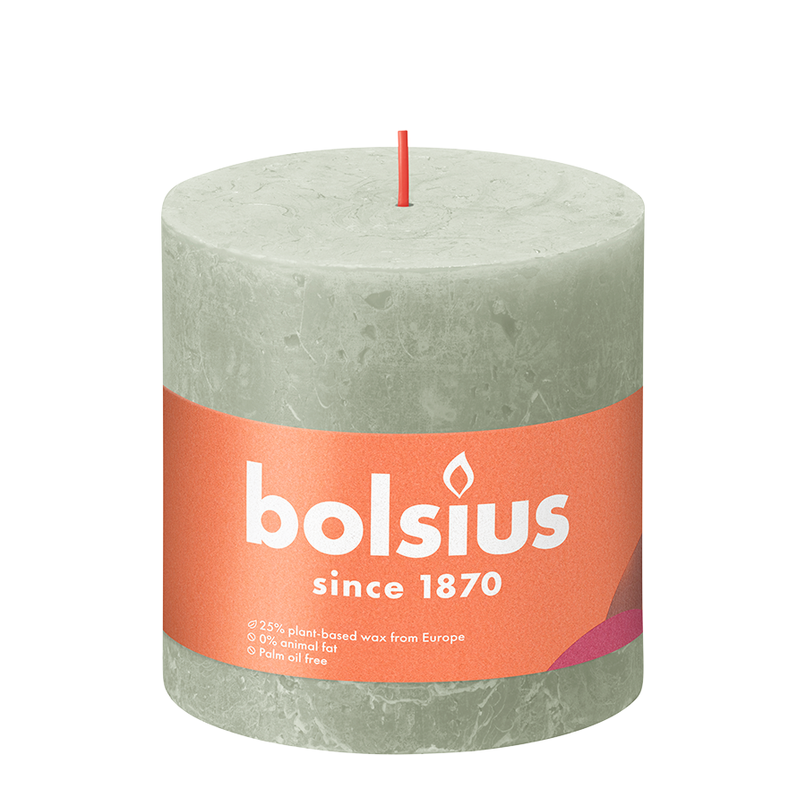 Bolsius rustieke stompkaars foggy green 100 100mm