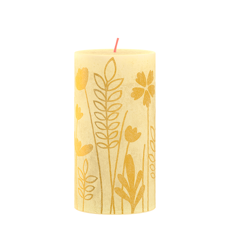 Bolsius stompkaars silhouet botergeel met print 13x6,8 cm