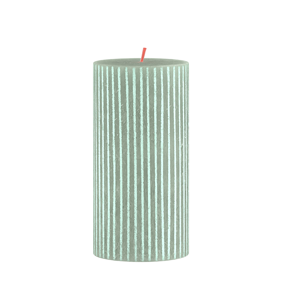 Bolsius silhouet stompkaars jadegroen met print 13x6,8 cm