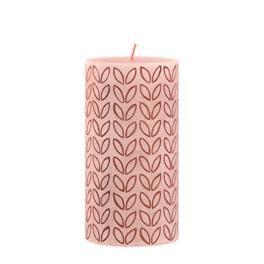Geen merk bolsius stompkaars silhouet mistig roze met print 130x68 mm