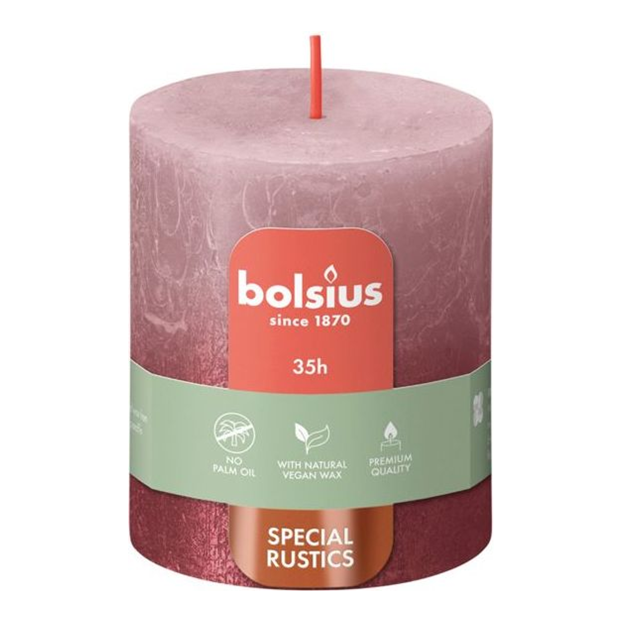 Bolsius stompkaars ash rose + red ø68x80 mm 35 uur (4 stuks)