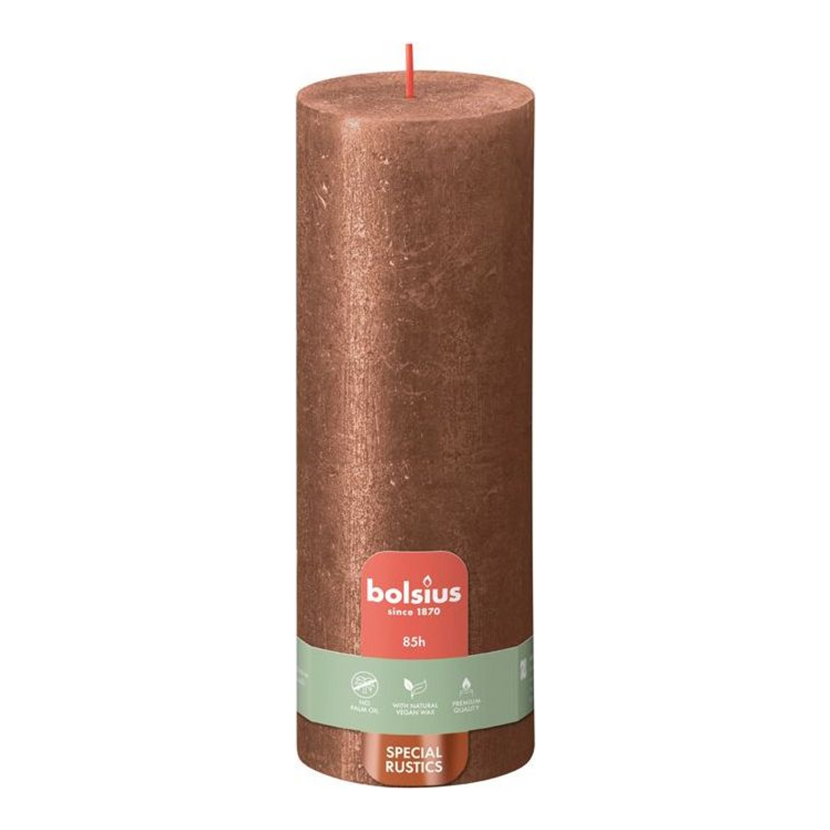 Bolsius stompkaars shimmer copper ø68x190 mm 85 uur (4 stuks)
