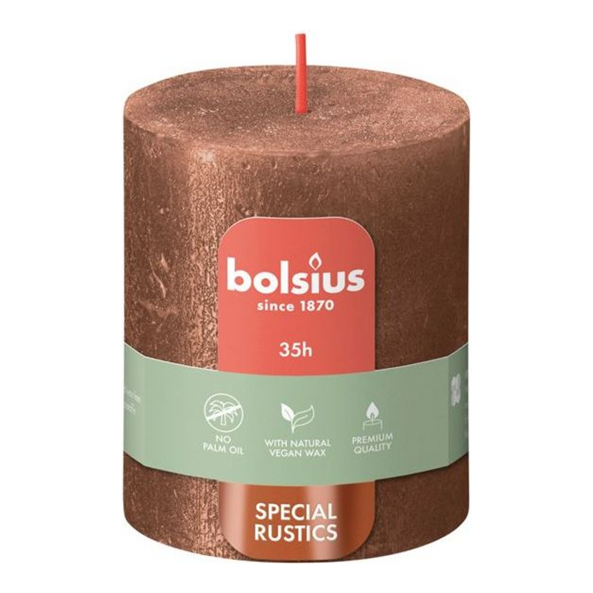 Bolsius stompkaars shimmer copper ø68x80 mm 35 uur (4 stuks)