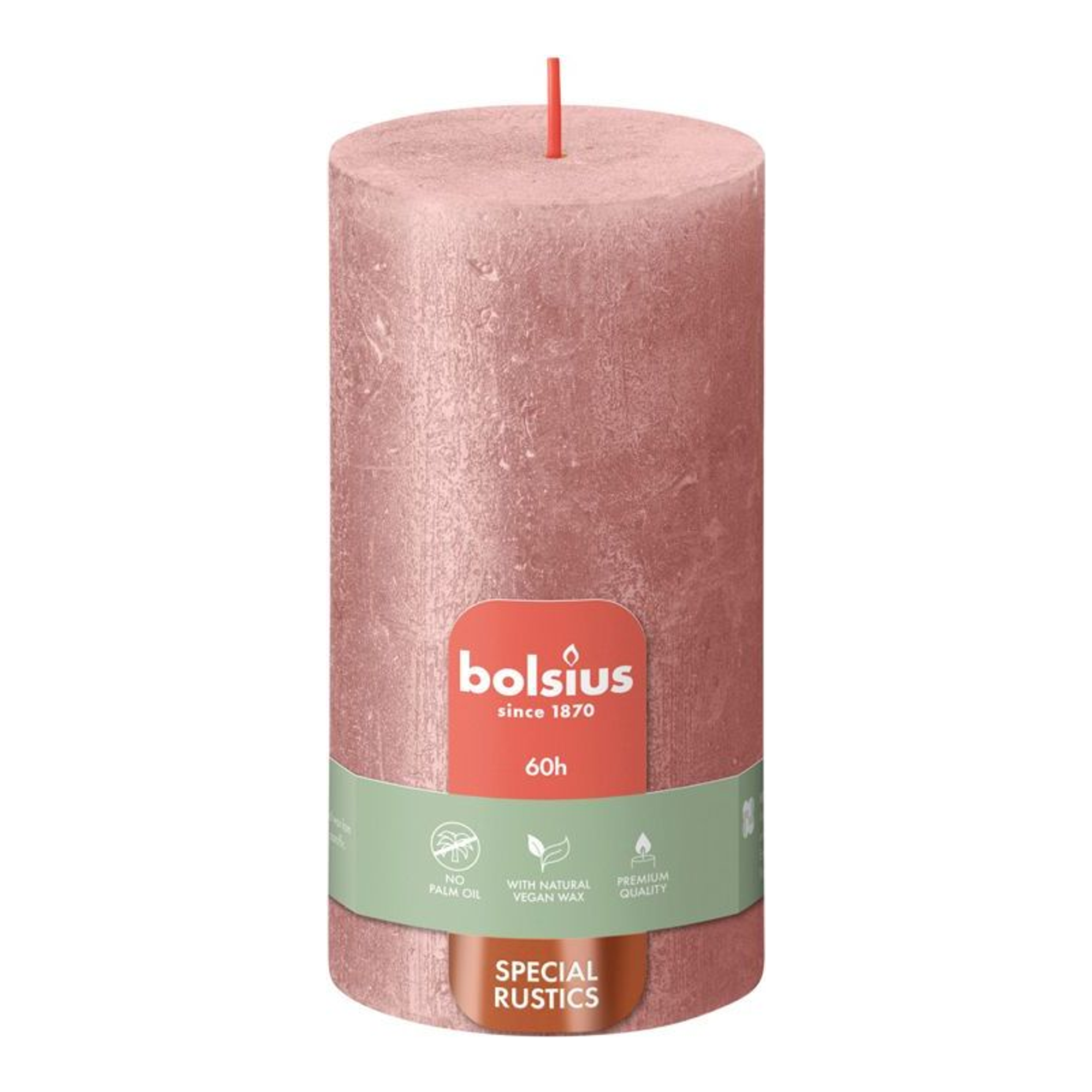 Bolsius stompkaars shimmer pink ø68x130 mm 60 uur (4 stuks)