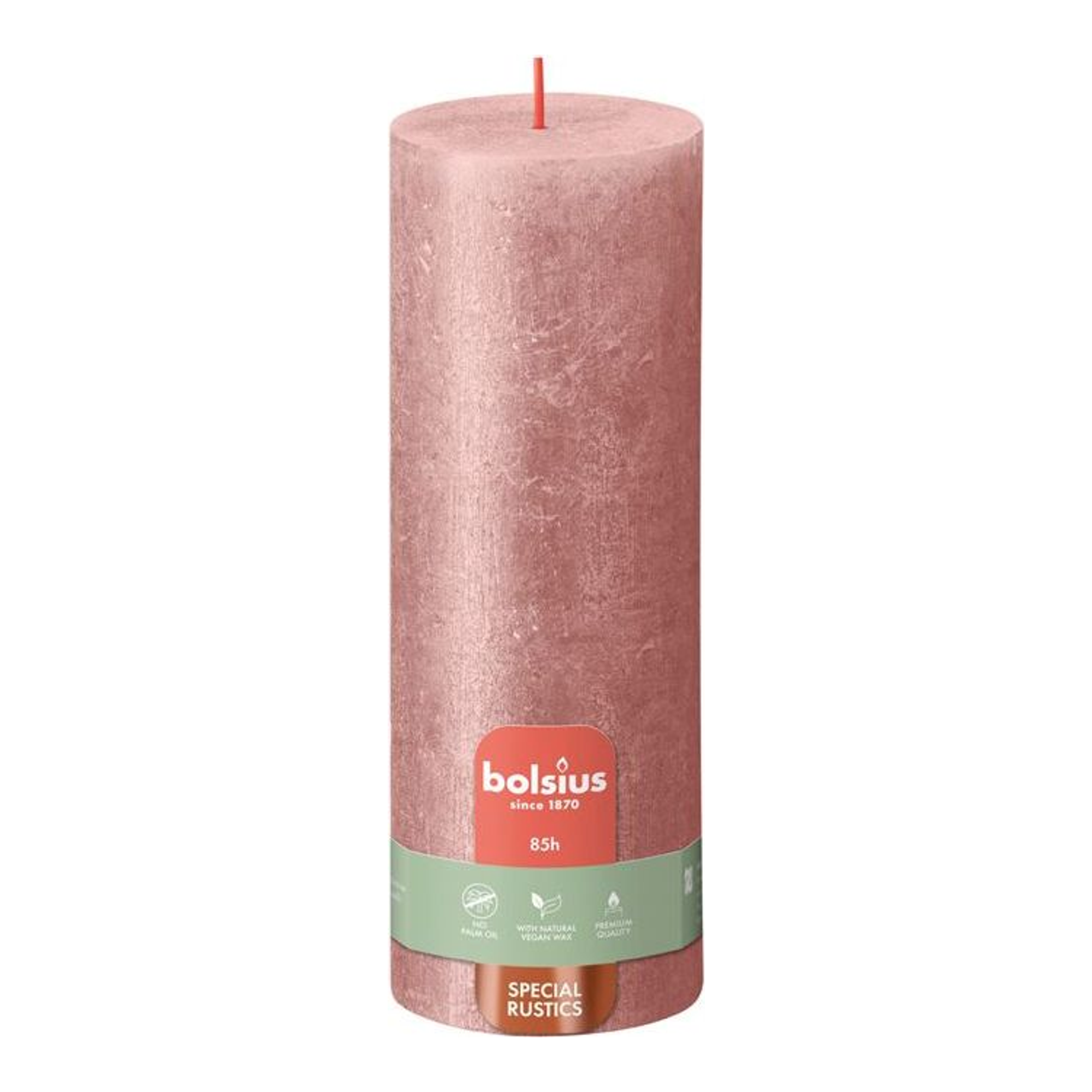Bolsius stompkaars shimmer pink ø68x190 mm 85 uur (4 stuks)