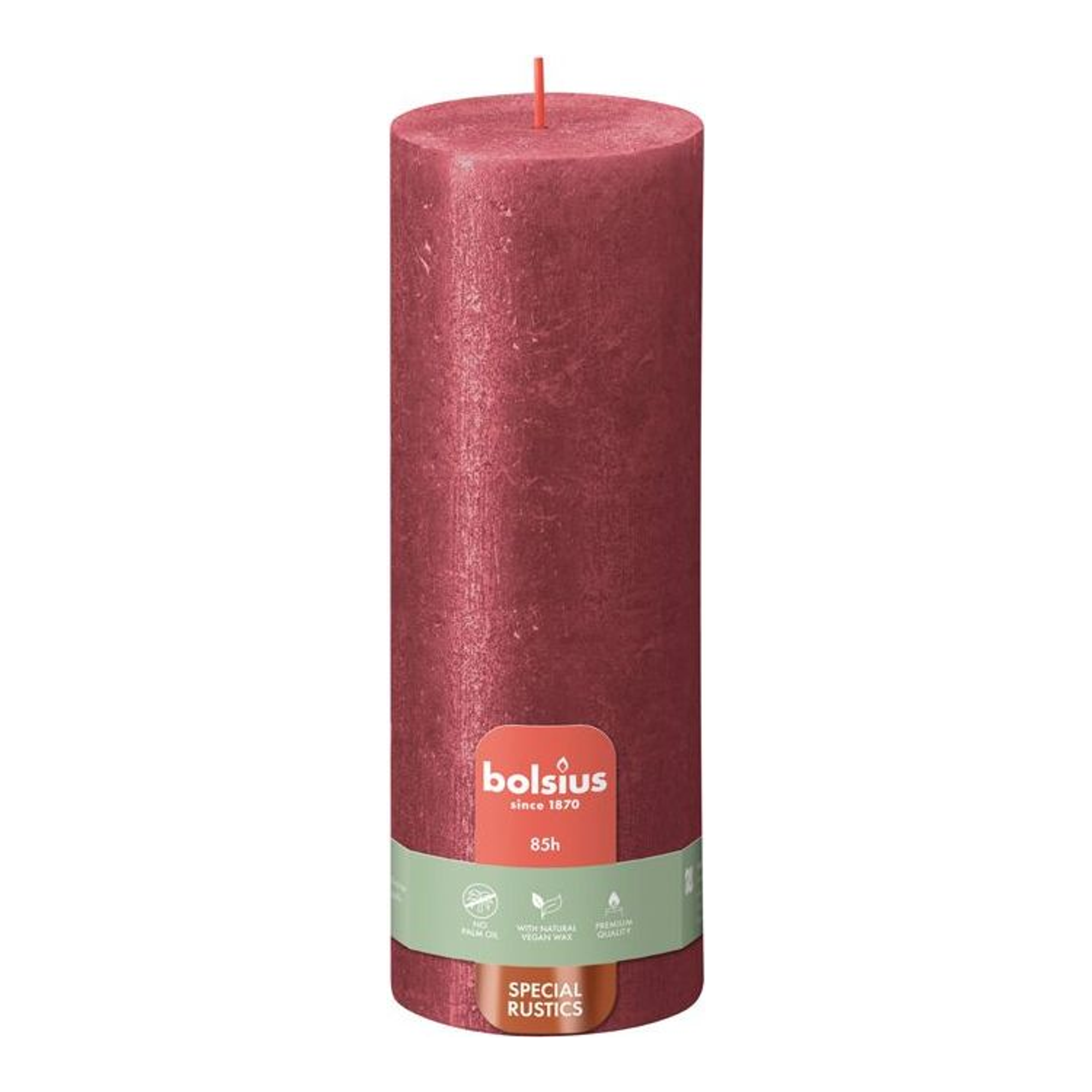 Bolsius stompkaars shimmer red ø68x190 mm 85 uur (4 stuks)