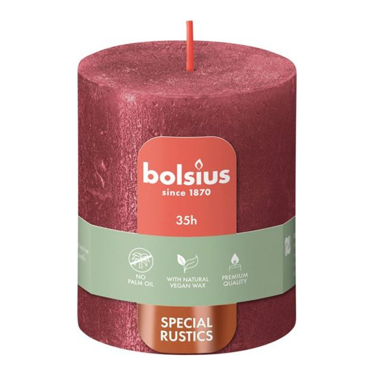 Bolsius stompkaars shimmer red ø68x80 mm 35 uur (4 stuks)