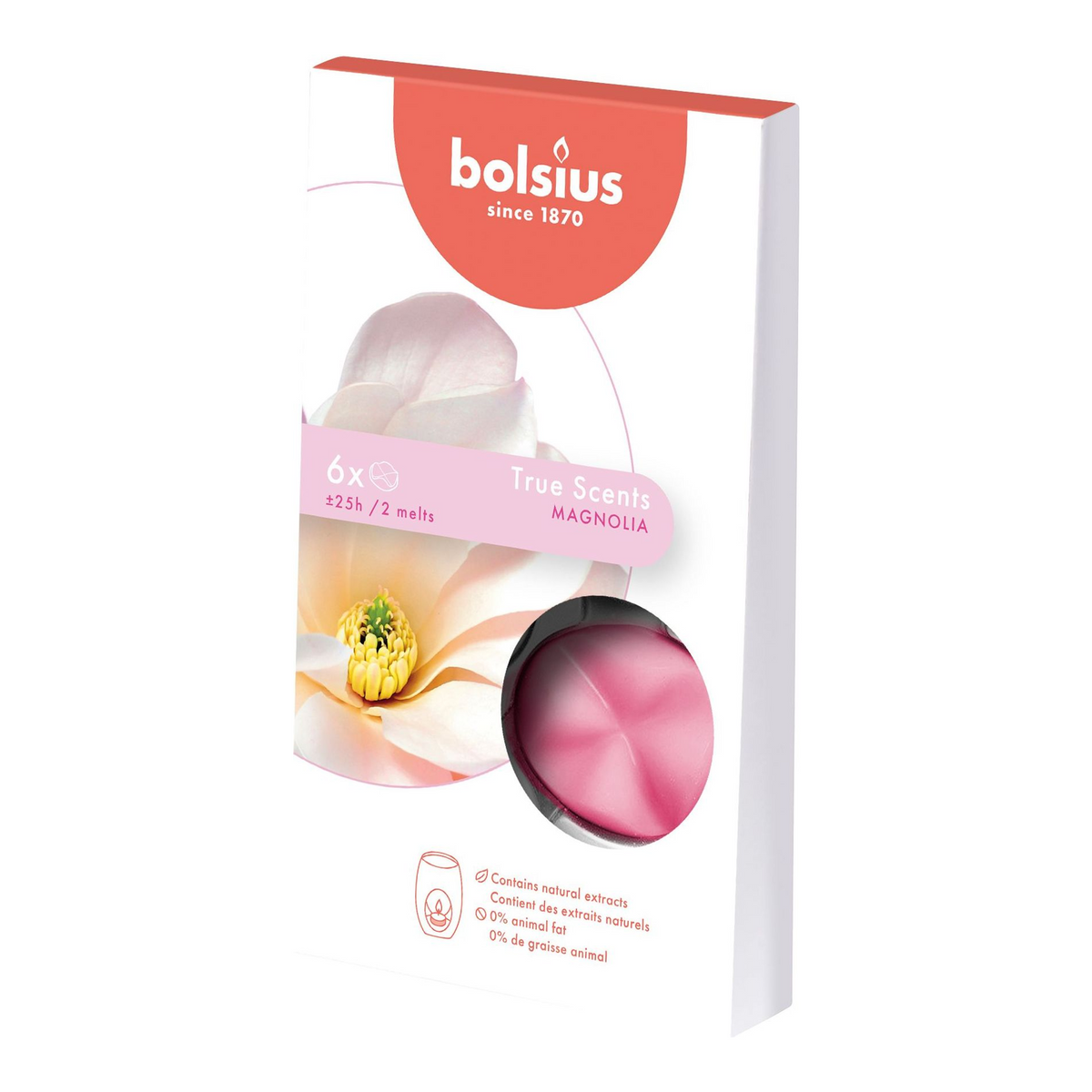 Bolsius wax melts pack true scents magnolia 25 uur (8x 6 stuks)