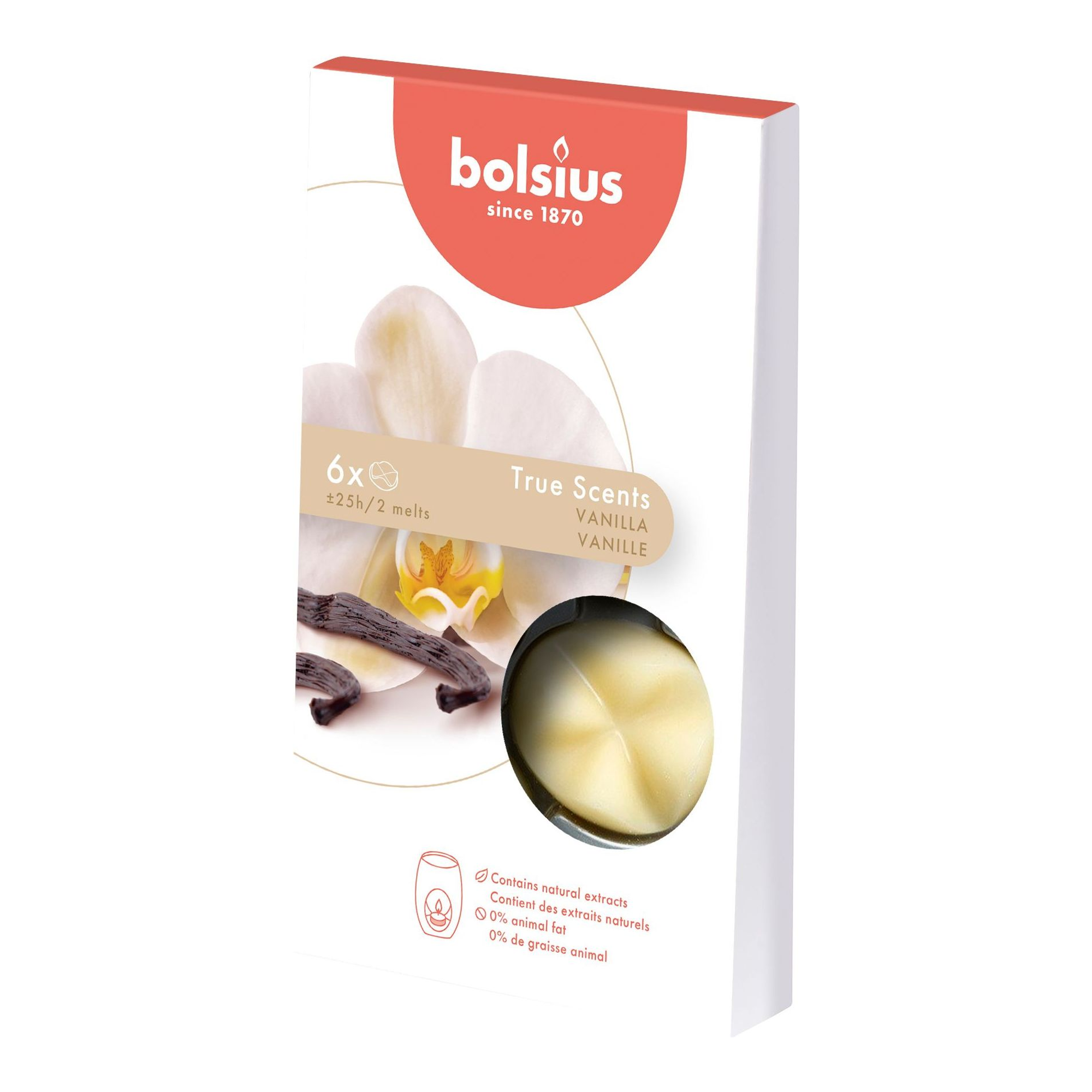 Bolsius wax melts pack true scents vanilla 25 uur (8x 6 stuks)