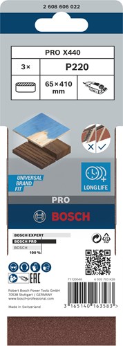 Bosch accessoires 3 banden 65x410 x440, best for wood+paint , k220 - 2608606022