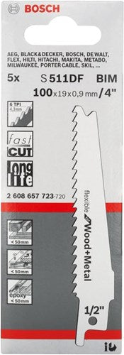 Bosch accessoires bosch reciprozaagblad s 511 df - 5pc flexible for wood metal
