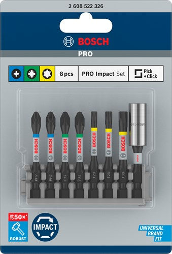 Bosch accessoires 8-delige impact control bitset - 2608522326 - 2608522326