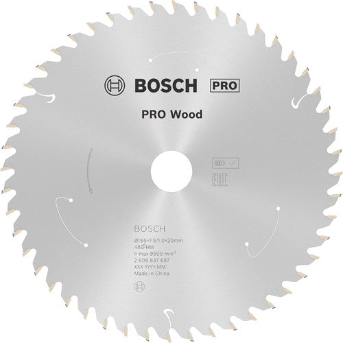 Bosch accessoires cirkelzaagblad accu standard for wood 165x20x1.5 1.0x48t - 2608837687