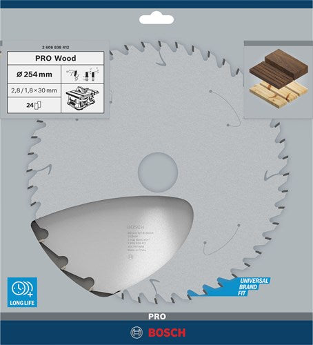 Bosch accessoires cirkelzaagblad opt wood 254x30x2.8 1.8x24t - 2608838412
