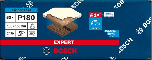 Bosch accessoires bosch accessories 2608901644 schuurpapier voor multischuurmachine korrelgrootte (num) 180 (l x b) 150 mm x 100 mm 50 st