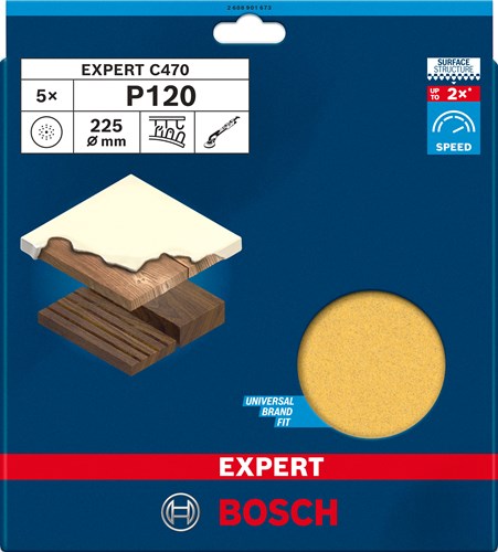 Bosch accessoires expert c470 schuurpapier 225 mm, k 120, 5-delig - 2608901673