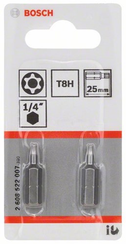 Bosch accessoires t8h security-torx®-bit extra-hard t8h, 25 mm 2 stuks - 2608522007