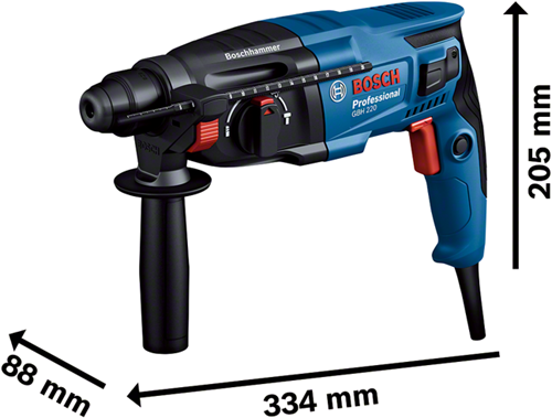 Bosch professional gbh 2-21 boorhamer (machinedoek, handgreep, 3-delige sds-plus borenset)