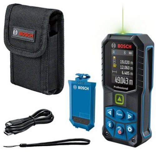Bosch blauw glm 50-27 cg | professional laserafstandsmeter | oplaadbare accu | 50 meter | groen - 0601072u01