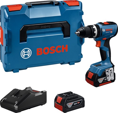 Bosch blauw gsb 18v-65 accu klopboorschroevendraaier | 2x gba 18v 5,0 ah gal 18v-40 lader - 06019n3303