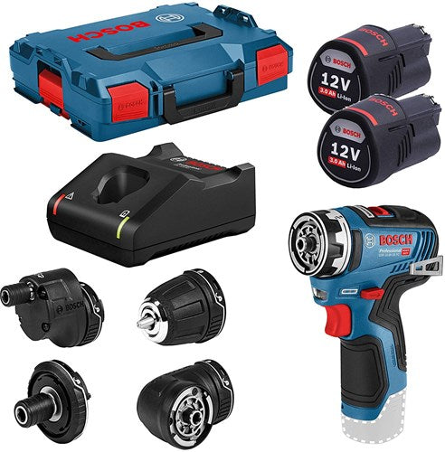 Bosch blauw gsr 12v-35 fc accu boorschroevendraaier + opzetstukken | 2x 3.0ah accu's | in l-boxx - 06019h3000