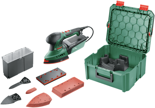 Bosch groen psm 200 aes | multischuurmachine + systembox | 200w | incl. accessoires - 06033b6002