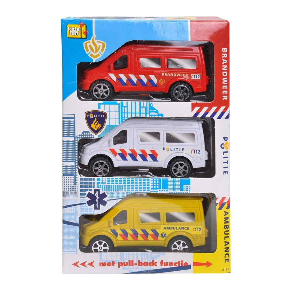 Jonotoys kids fun noodauto apos;s van kunststof, politie ambulance en brandweer
