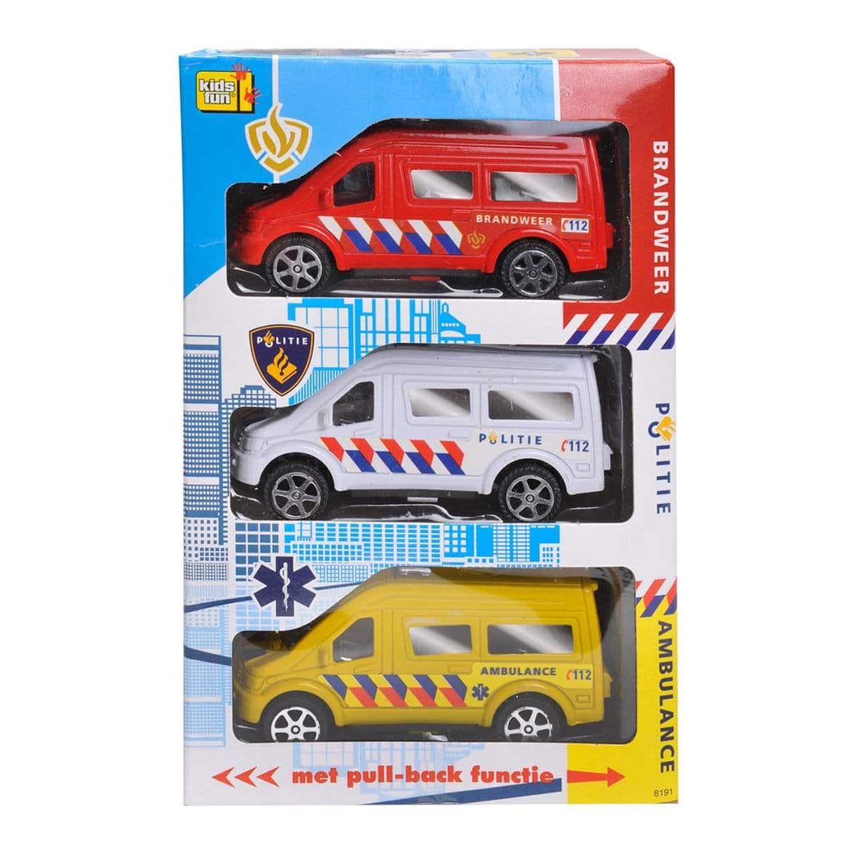 Jonotoys kids fun noodauto apos;s van kunststof, politie ambulance en brandweer
