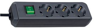 Brennenstuhl eco-line 3-voudige zwarte stekkerdoos met schakelaar | 1152300400 - 1152300400