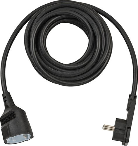 Brennenstuhl kwaliteit kunststof verlengkabel met platte stekker (verlengsnoer plat voor binnen met 5m kabel) zwart