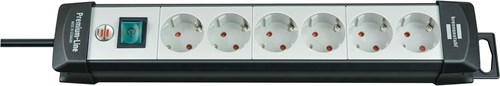 Brennenstuhl premium-line stekkerdoos 6-voudig zwart lichtgrijs 5m h05vv-f 3g1,5 - 1951560101
