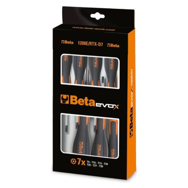Beta 7-delige set schroevendraaiers Gereedschap voor schroeven met Tamper Resistent Torx® profiel<br>