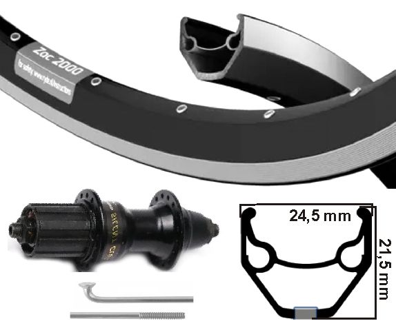 Kgs achterwiel 28inch (622) zac 2000 cass 8 9 10v uitval zw zw remrand