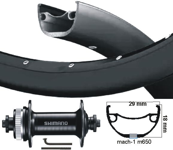 Kgs voorwiel 27,5 inch (584) mach-650 + spaak zwart schijf centerlock uitval