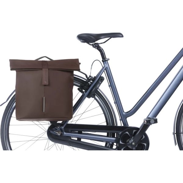 Basil dubbele fietstas city mik 28-32 liter - bruin geroosterd