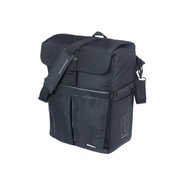 Basil fietsschoudertas move mik hooks zwart met helmvak |15l