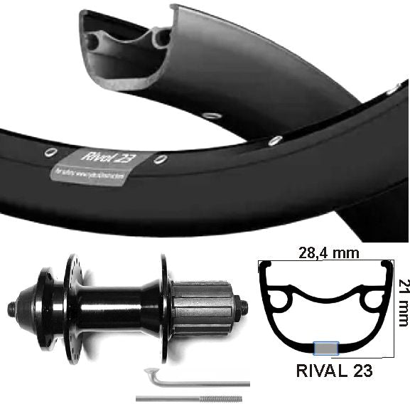 Kgs achterwiel zac19 28 inch vrijloop fh-m475 32g zwart