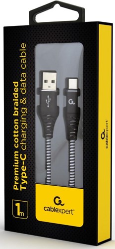 Enzo cablexpert usb-c laadkabel | 1m | omvlochten | zwart-wit - 9530140