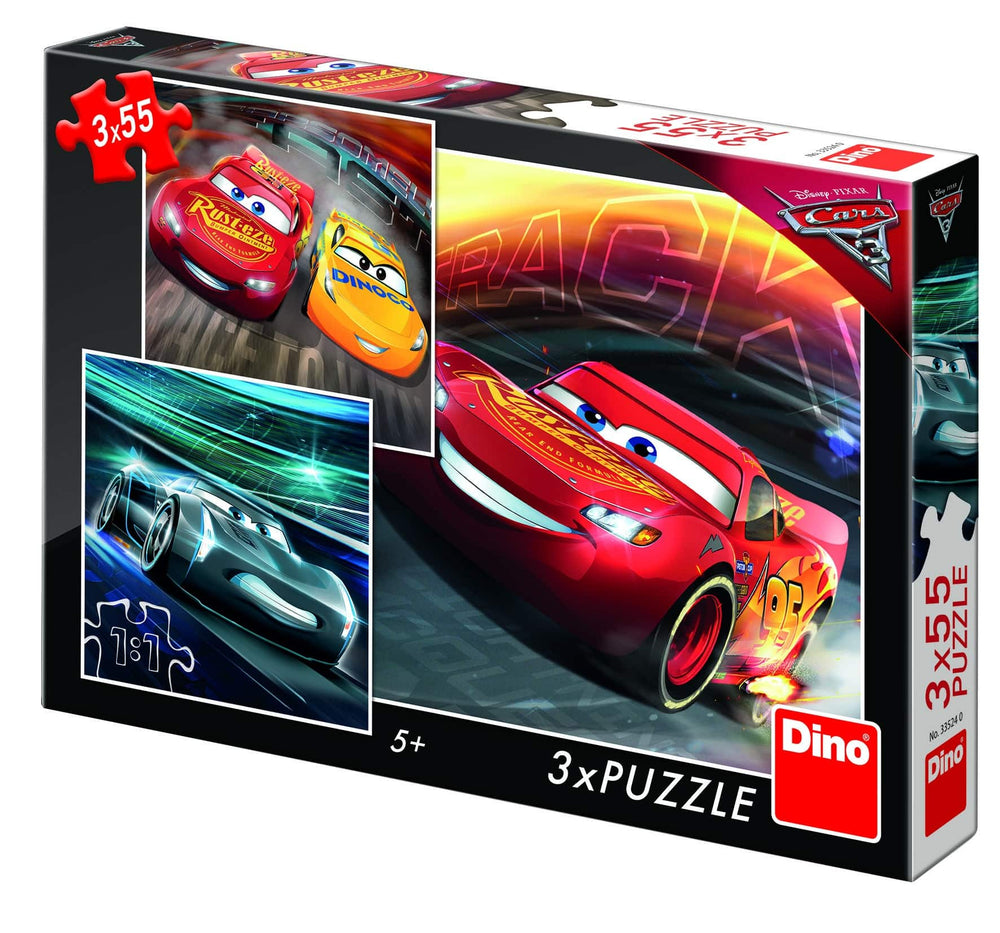Dinotoys dinopuzzel - disney pixar auto's - 3 x 55 stukjes