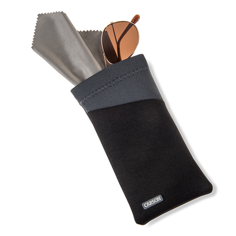 Carson neopreen brillenhoesje met microvezeldoekje - zwart grijs