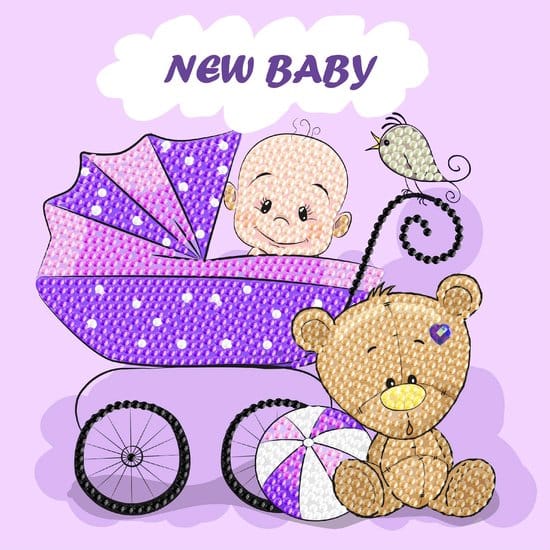 Brandunit diamant schilderij - kaart nieuwe baby
