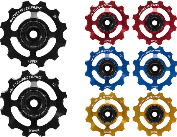 Cyclingceramic 12t derailleur pulleys for sram axs campagnolo | gold