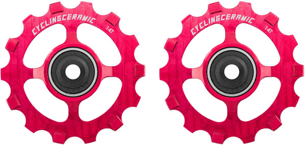 Cyclingceramic 14t derailleur pulleys for shimano sram | red
