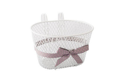 Qt cycle tech panier enfant acier blanc amovible avec crochets et noeud 2007363